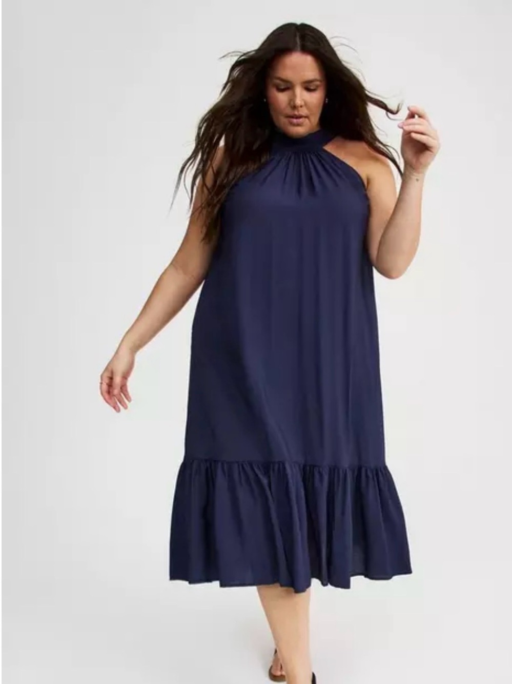 NWT Torrid Midi High Neck Tie back Dress “Peacoat” (navy blue) Size 1X